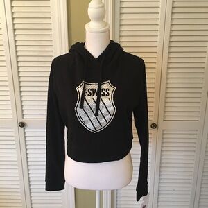 K-Swiss Black Women's Eon Cropped Hoodie Sweatshirt Size L